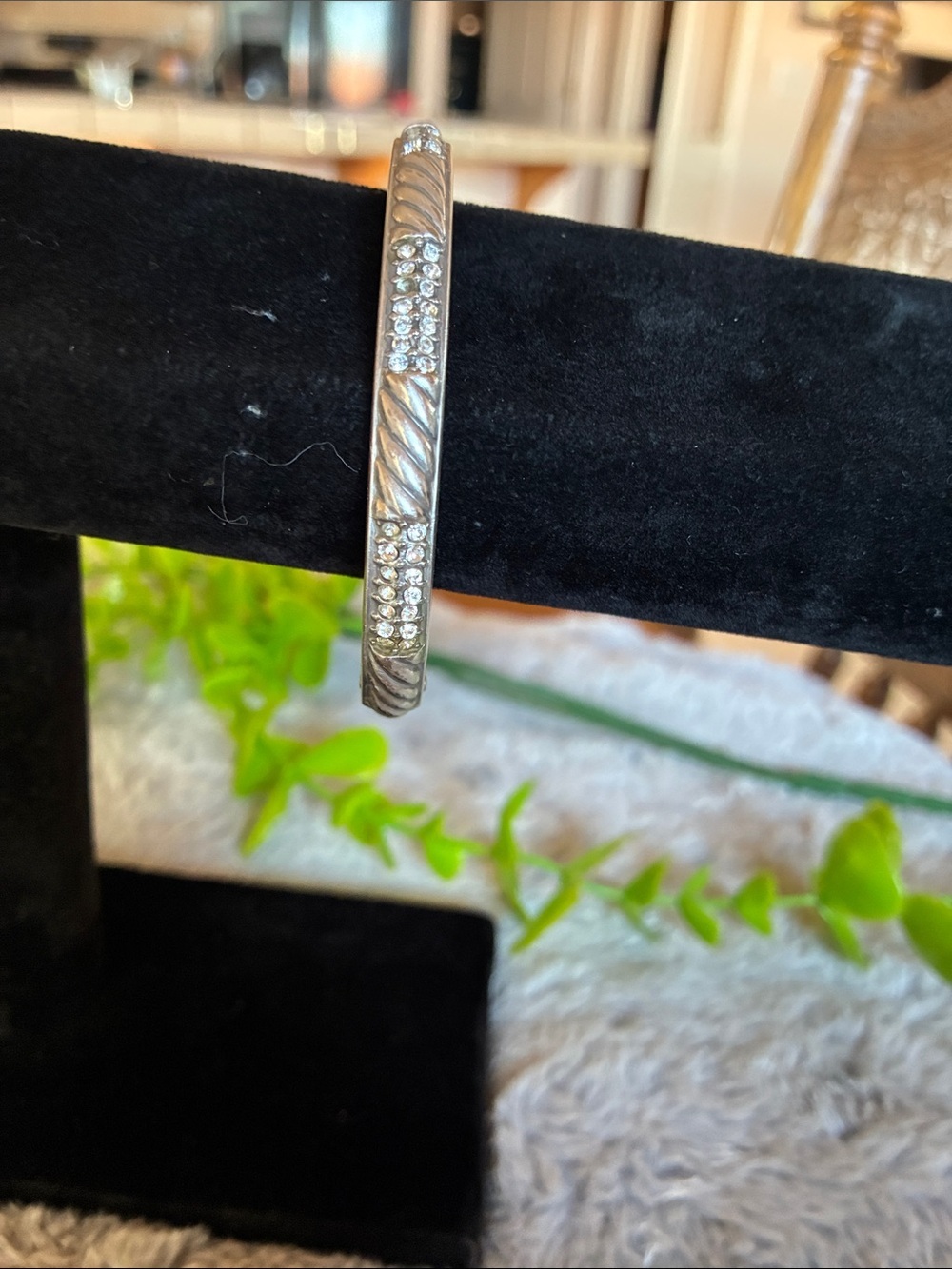 Brighton Silver-Tone Crystal Accent Bangle Bracelet